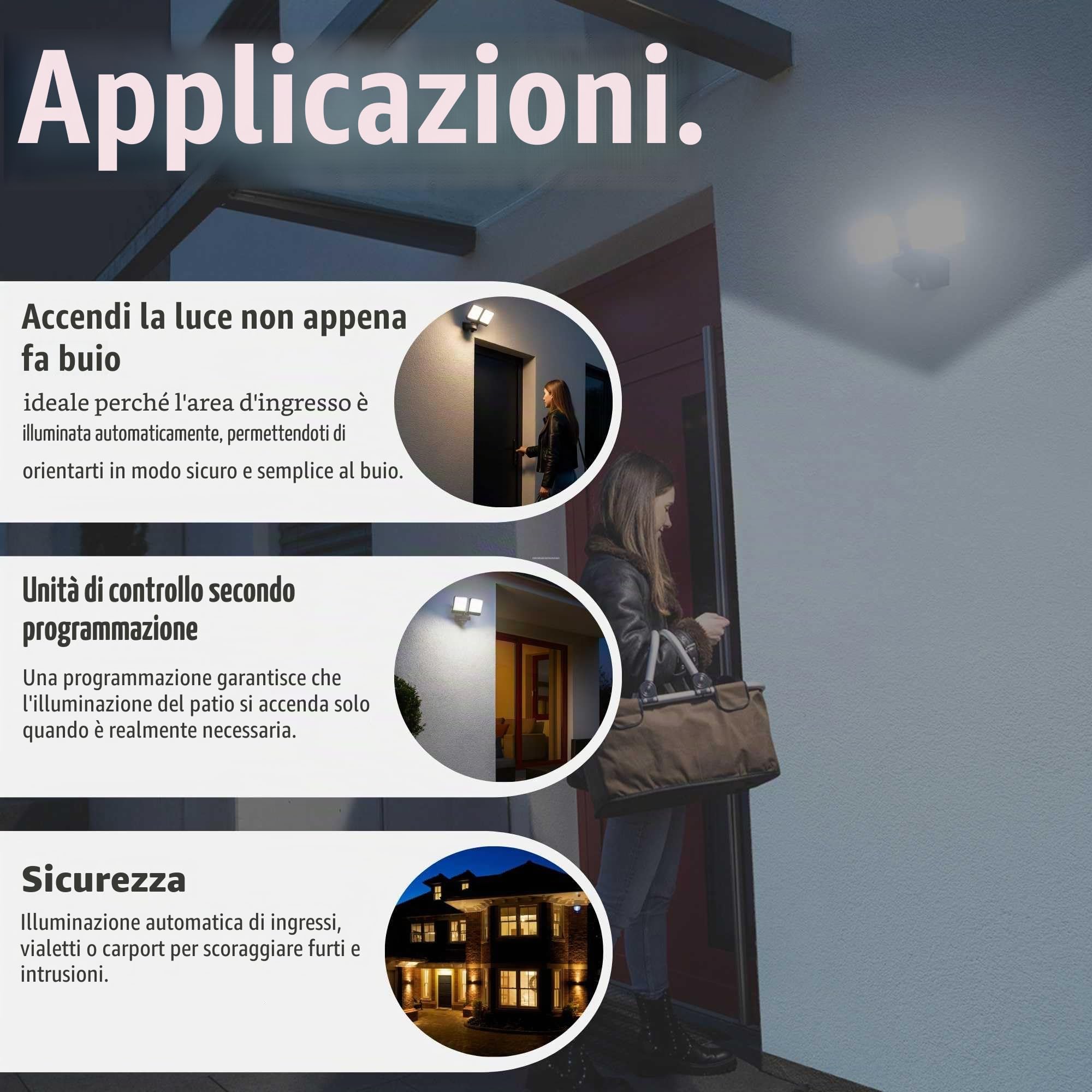 Brennenstuhl Connect WiFi Faretto LED doppio WFD 3051 P con rilevatore di movimento (36 W, 4300 lm, IP54, varie funzioni di luce regolabili tramite app, faretto da esterno per montaggio a parete)