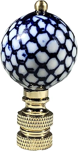Miniatura 16 de Royal Designs, Inc. Decorativos Chinoiserie Azul y Blanco Terminales de Lámpara de Motivo Asiático - 1 Pk