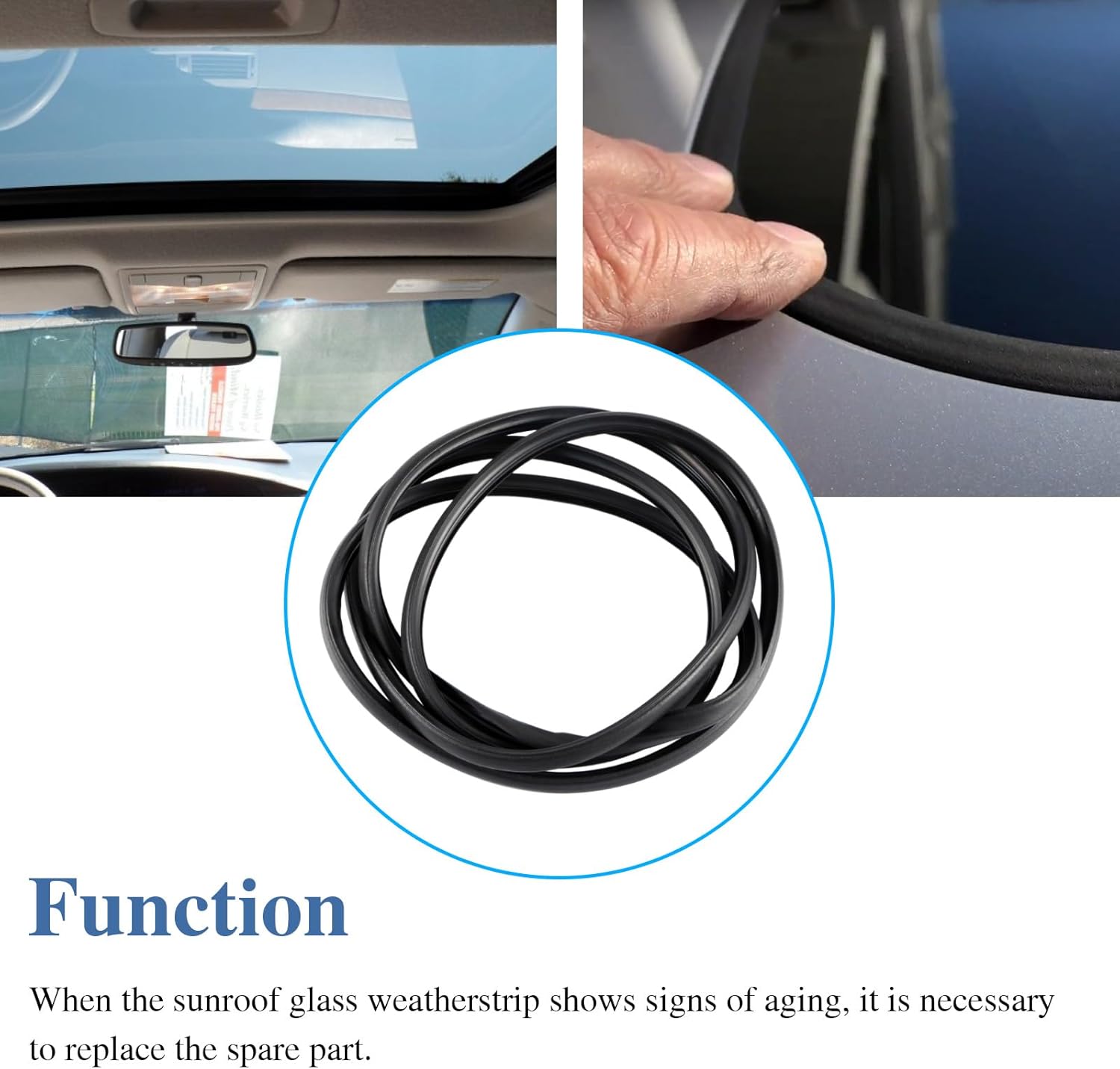 FUSCH Sunroof Glass Seal Sliding Roof Weatherstrip Seal Compatible with Toyota Avalon Camry Highlander RAV4 Lexus ES300h RX330 RX350 RX450h Replace # 63251-0E020 63251-0E010