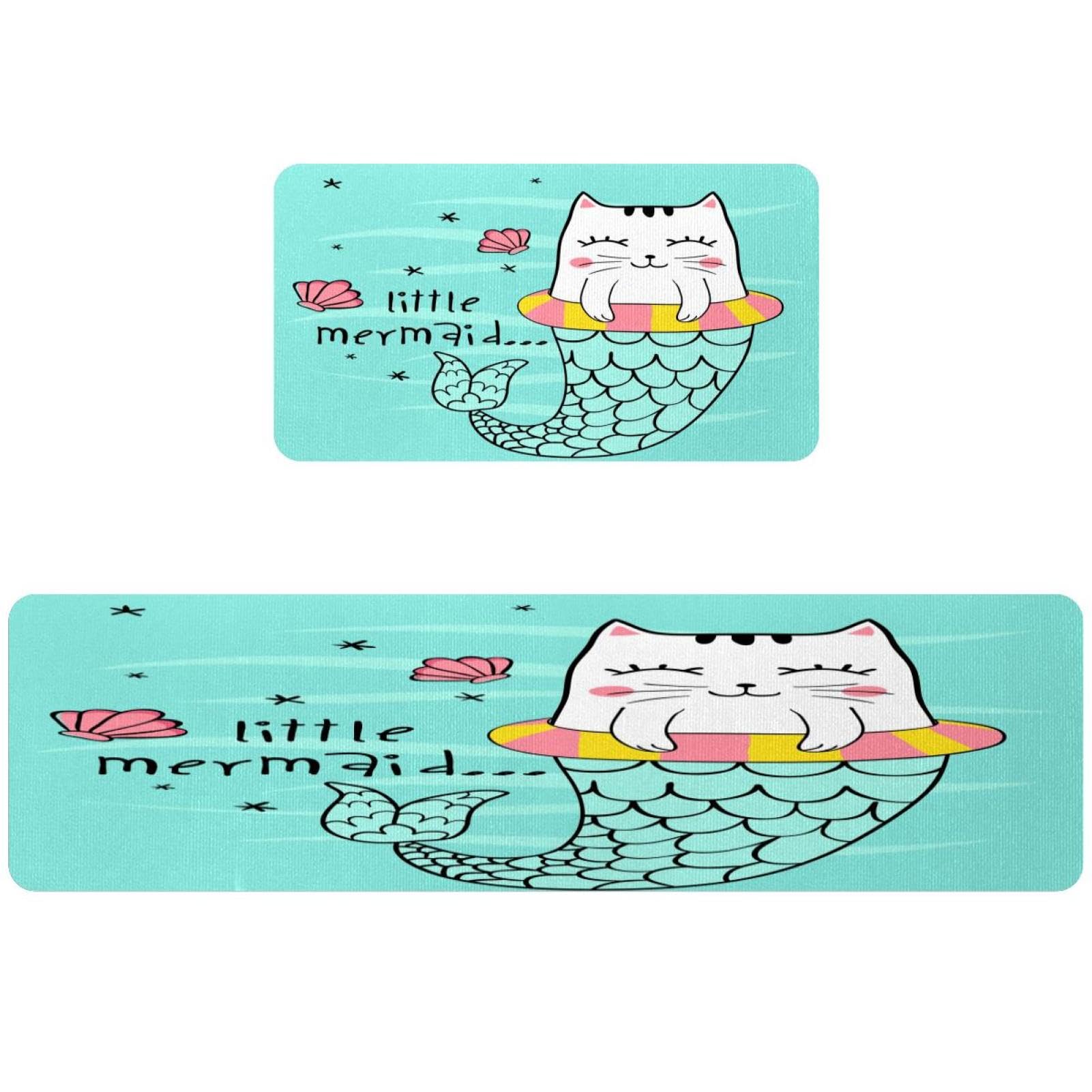 Alfombrillas de cocina para pasillo y cuarto de lavado tapetes de sirena cómodos VAPOKF
