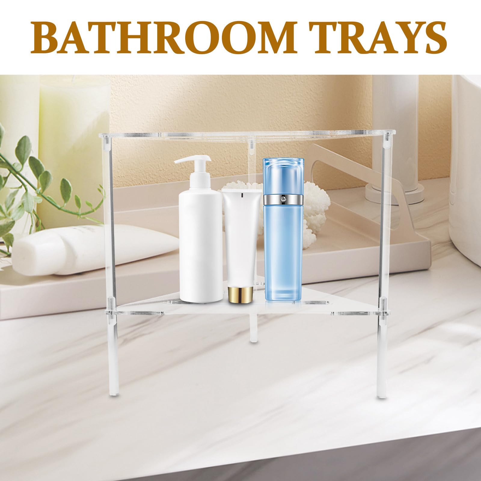 GALPADA Estante de Ducha Acrílico Triangular Moderno para Baño Diseño Hueco Fácil de Limpiar y Soporte Versátil para Plantas y Accesorios