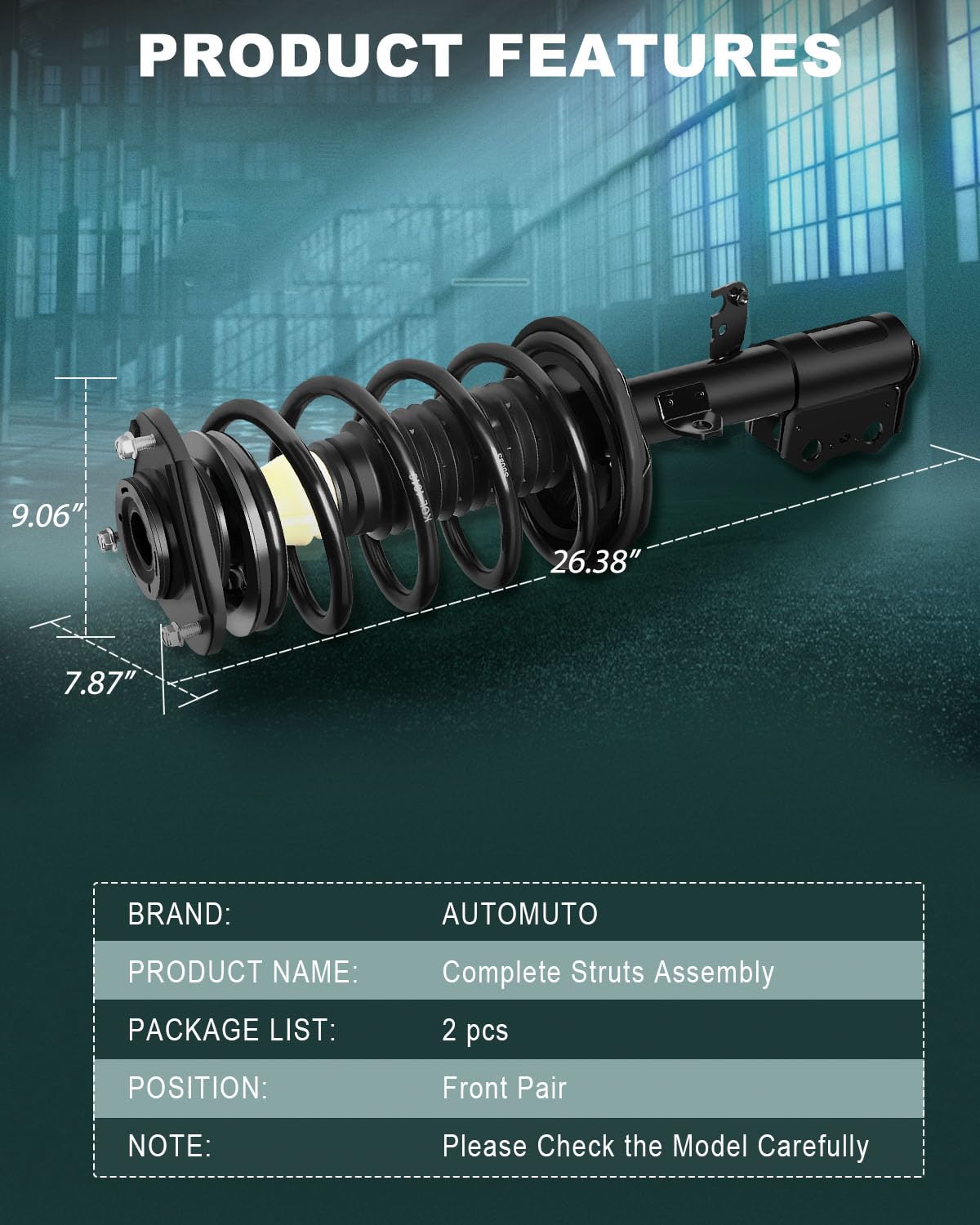 Toyota Corolla 2010 AUTOMUTO Strut Spring Assembly Rear Pair Shock Absorber Fit 2002-2006 Amortiguadores Delanteros