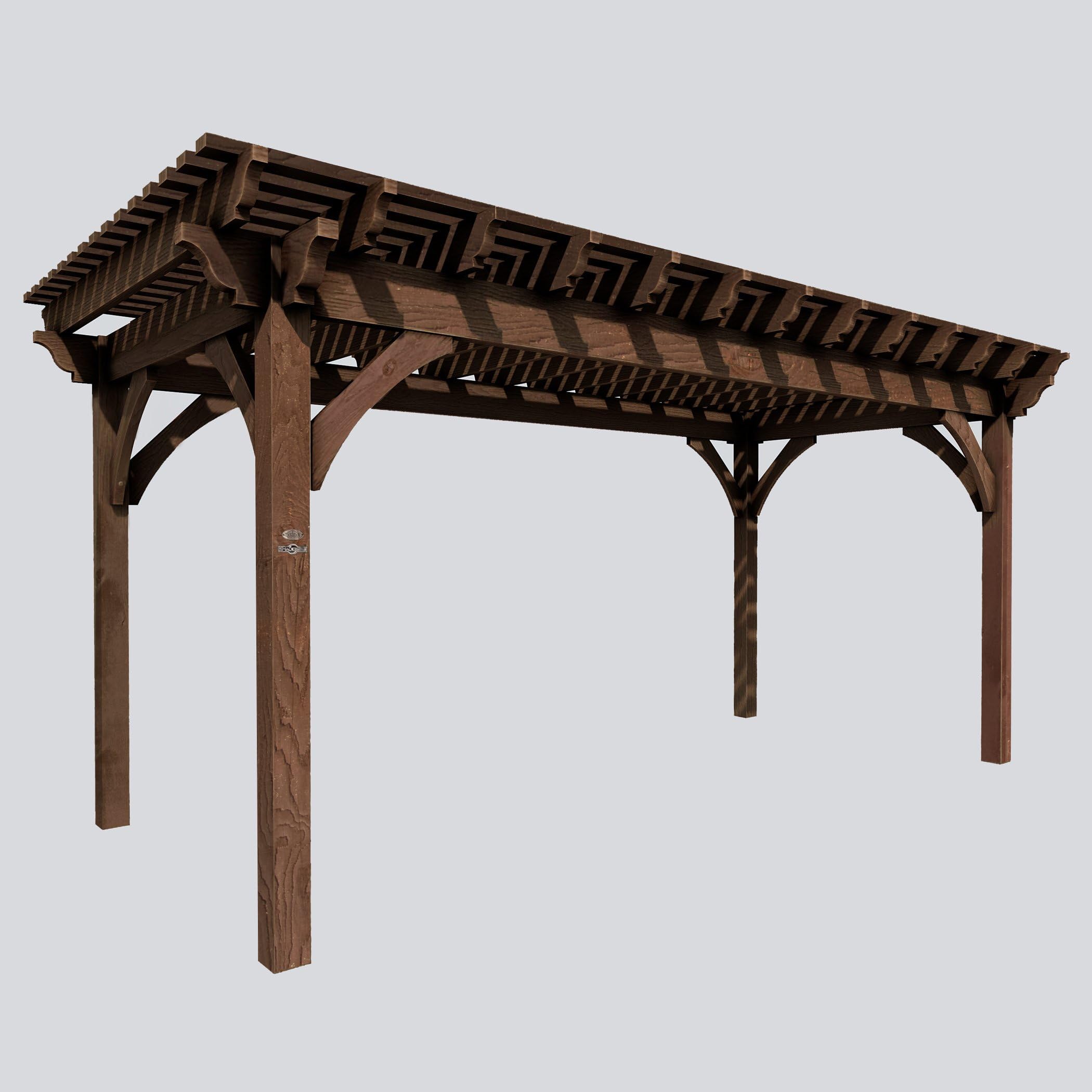 SHADESCAPE - 10x12 Pergola - 6,000 Series Heavy Timber Kit - 6x6 Posts, 3x10 Beams, 2x8 Rafters, 2x4 Shade Planks, Wood Pergola by Western Timber Frame (Early American - Chocolate Brown Stain)