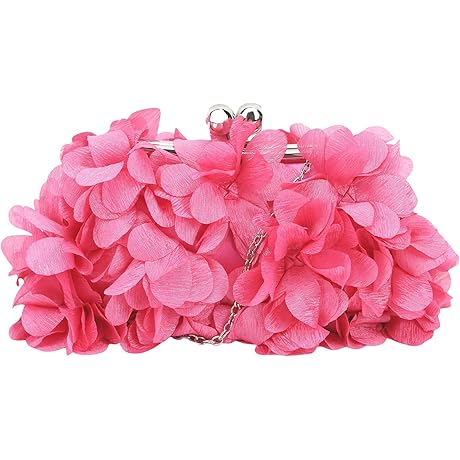 Women's Small Floral 'Pink Clutch' Purses with Chain
