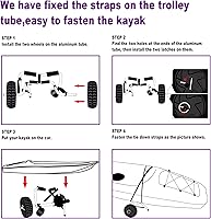 Vista 7 de Carrito de kayak Canoa Paddleboard SUP Trolley Carrier con ruedas no planas 100LBS Capacidad