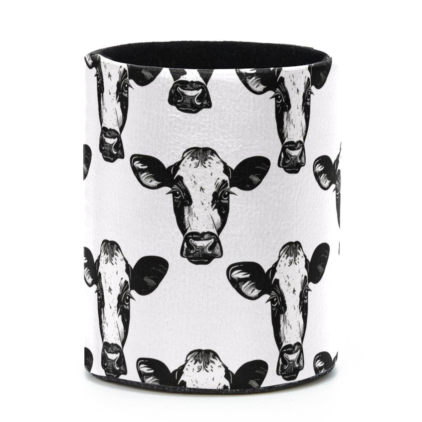 VAPOKF Round Pencil Holders for Desk, Cows Pen Holders Pen Pot Makeup Brushes Storage Desktop Stationery Supplies Organiser for Home Office