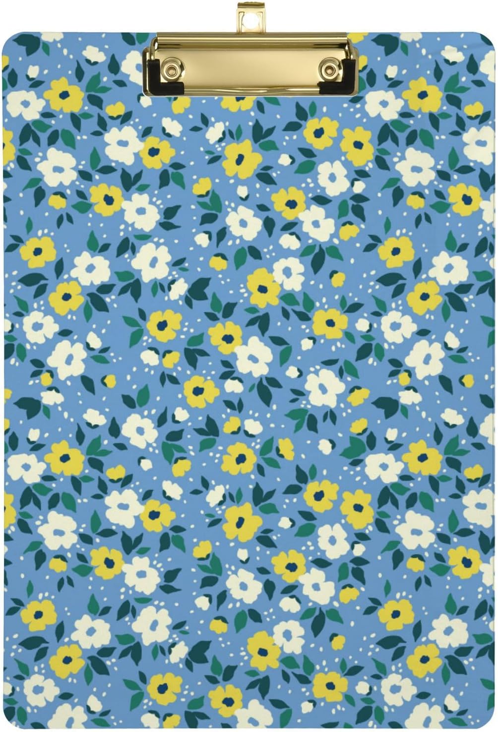 Cute Small Flower Farmhouse Yellow Blue Flat Clipboard First Year Teacher Must Haves for Kids Homework Size 12 x 9 Inch with Low Profile Metal Clip Hard Board Tabla para escribir