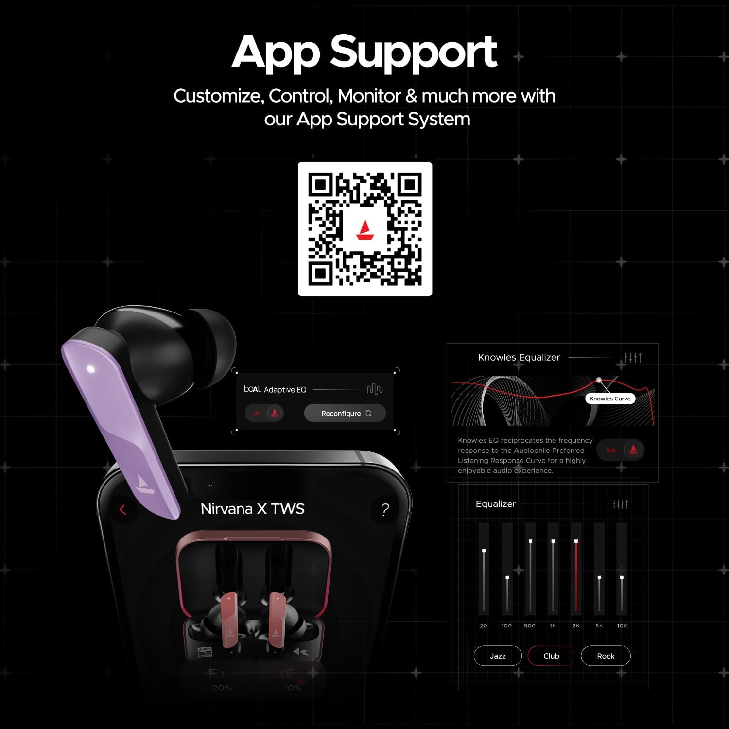 Boat Nirvana X TWS (2025), Knowles Dual Drivers,Hi-Res Audio LDAC,App Support,ENx,Dual Pair,Spatial Audio,Fast Charge, Bluetooth Earbuds, TWS Ear Buds Wireless Earphones with mic (Smoky Amethyst)