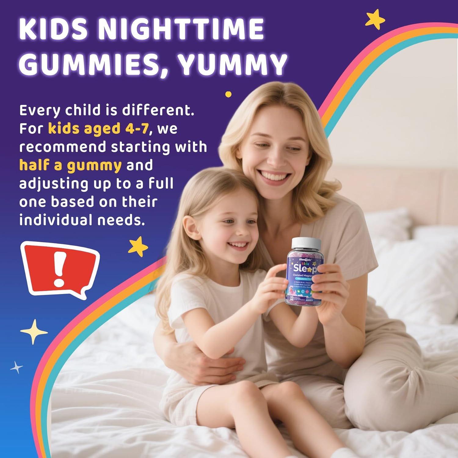Kids Sleep Gummies, NO Melatonin Sleep Aid Gummies w/Magnesium Glycinate, Magnesium Malate, L-Theanine, Lavender, B6, Zinc, D3K2 for Restful Sleep, Relax Brain & Muscle, Immune Support, Non-GMO 2Pack - Image 8
