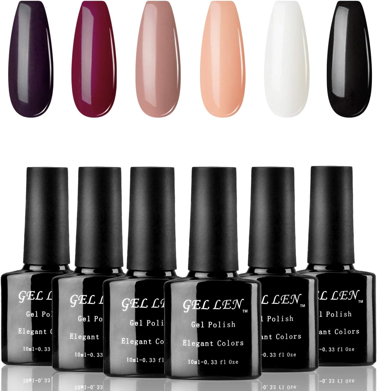 Gellen UV LED Gel Polish Kit 10ml Black White Wine Colours Gel Nail