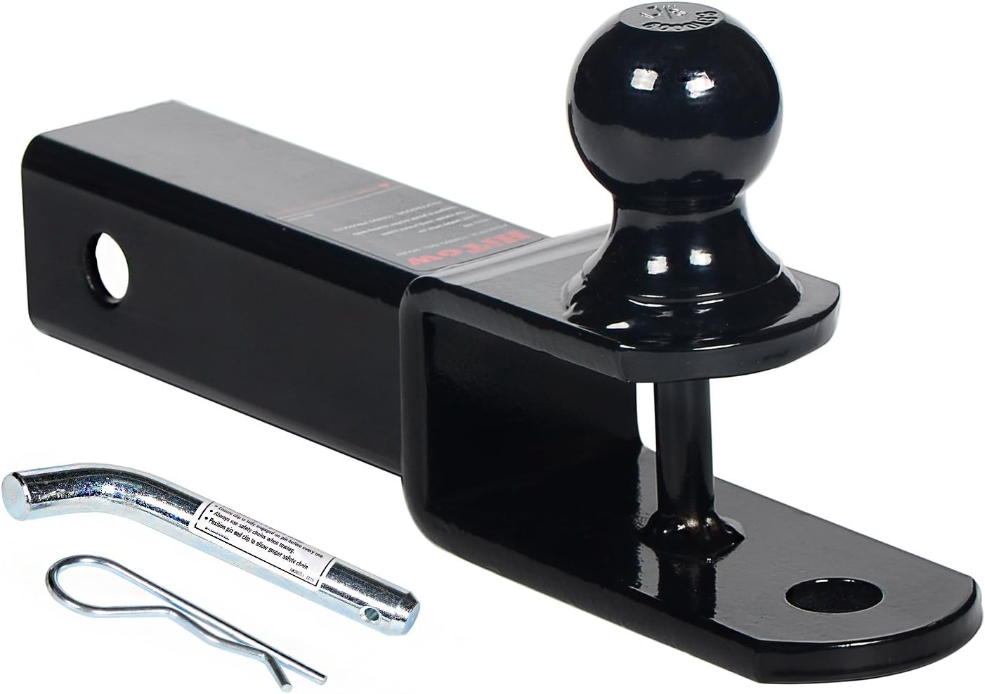 3-in-1 ATV/UTV Hitch Ball Mount Adapter with 1-7/8" Ball, Fits 2 inch Hitch Receiver, with Pin and Clip