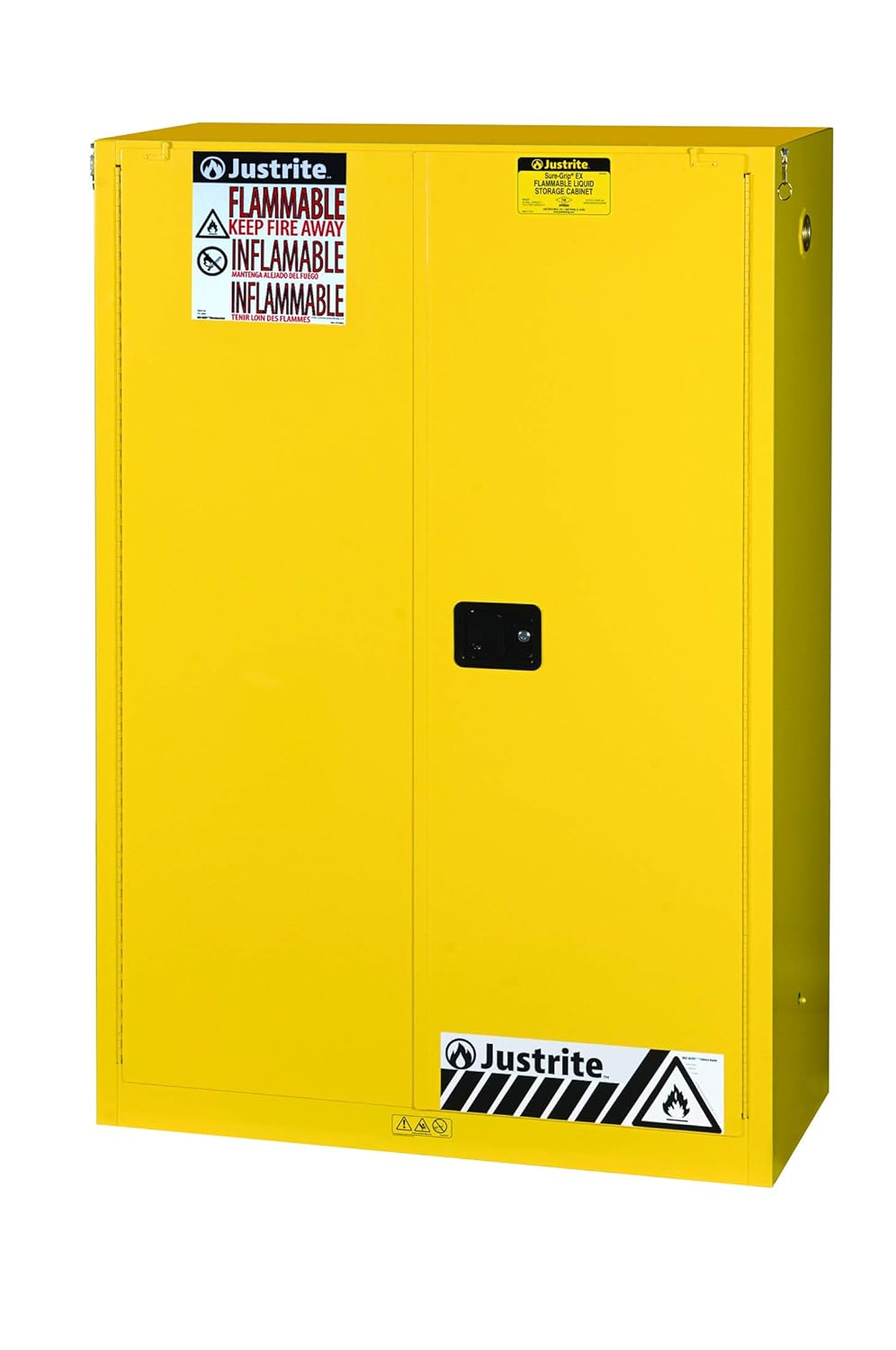 Justrite 894520 Sure-Grip EX Flammable Safety Cabinet, 2 Door, Self Closing, Dimensions (H x W x D): 44 x 43 x 18 inch (1651 x 1092 x 457 mm); 45 gal. (170L) Yellow: Utility Cabinets: Industrial & Scientific