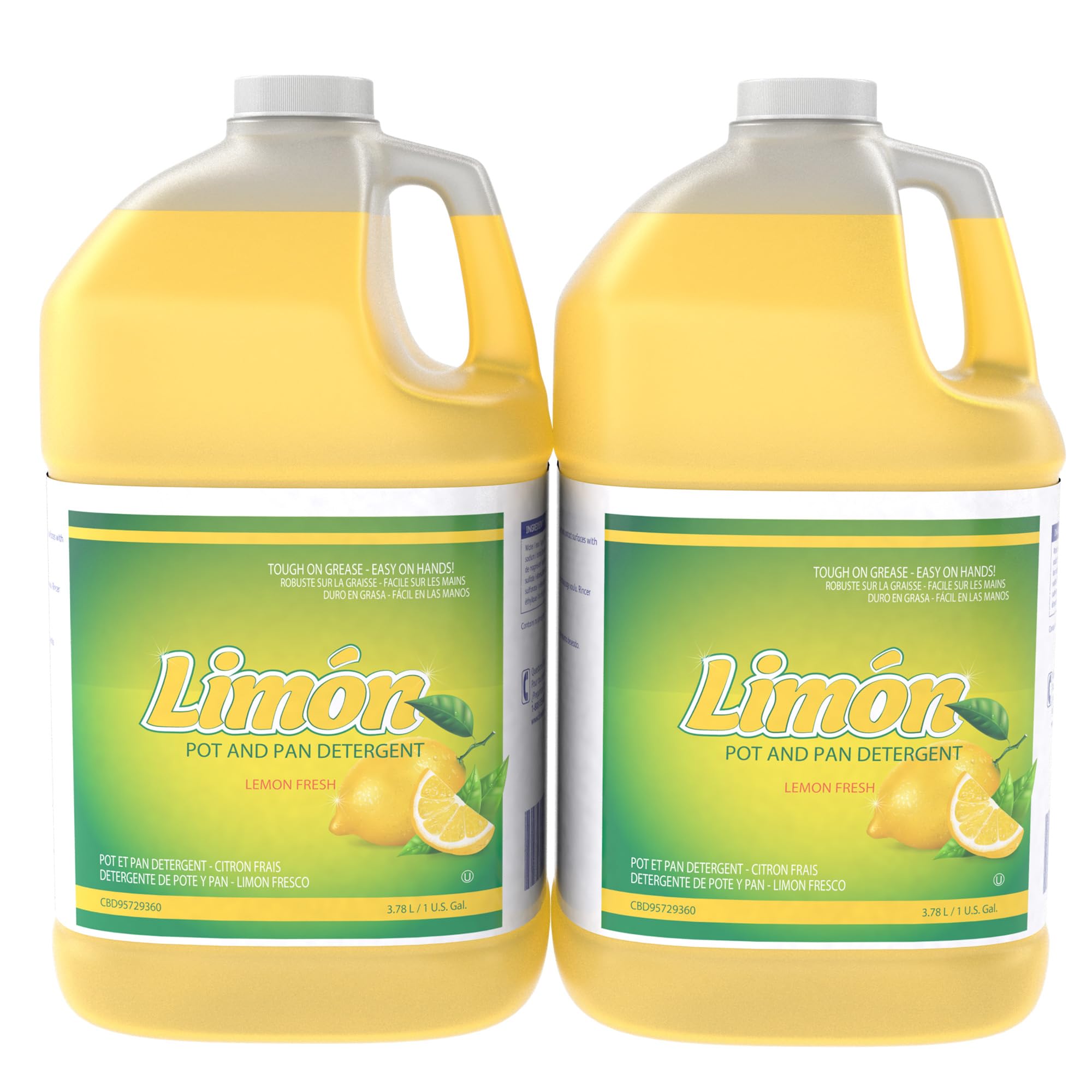 Diversey Limon Pot &amp; Pan Detergent - Tough On Grease, Easy On Hands - High-Sudsing Liquid Dish Soap Concentrate, Lemon Fresh Scent, 1-Gallon (Pack of 2)