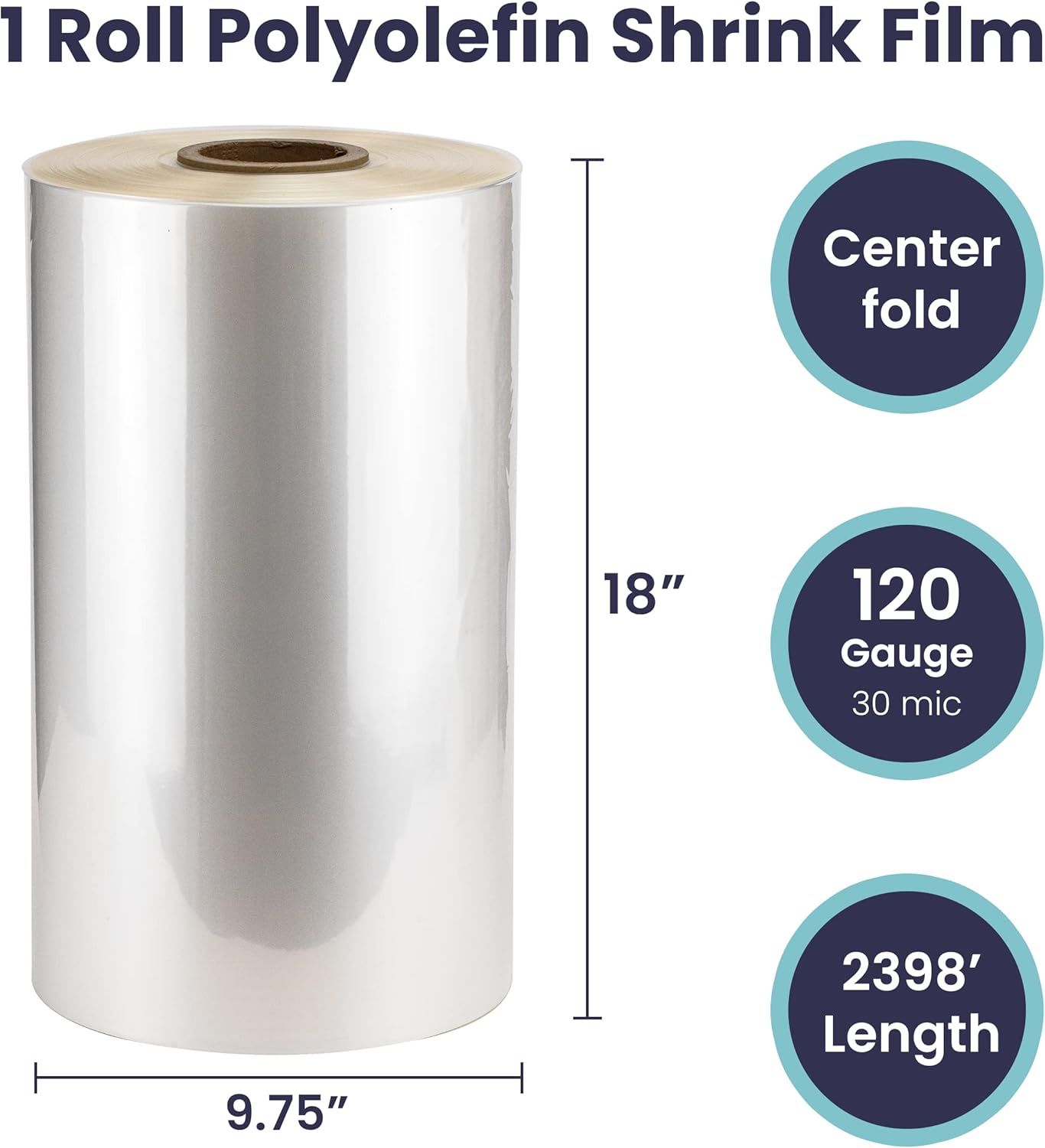 Fit Meal Prep Polyolefin Shrink Wrap Roll - 18" x 2398 ft Clear POF Heat Shrink - 120 Gauge Storage Plastic for Packing Goods - Heavy Duty Heat Activated Industrial Grade
