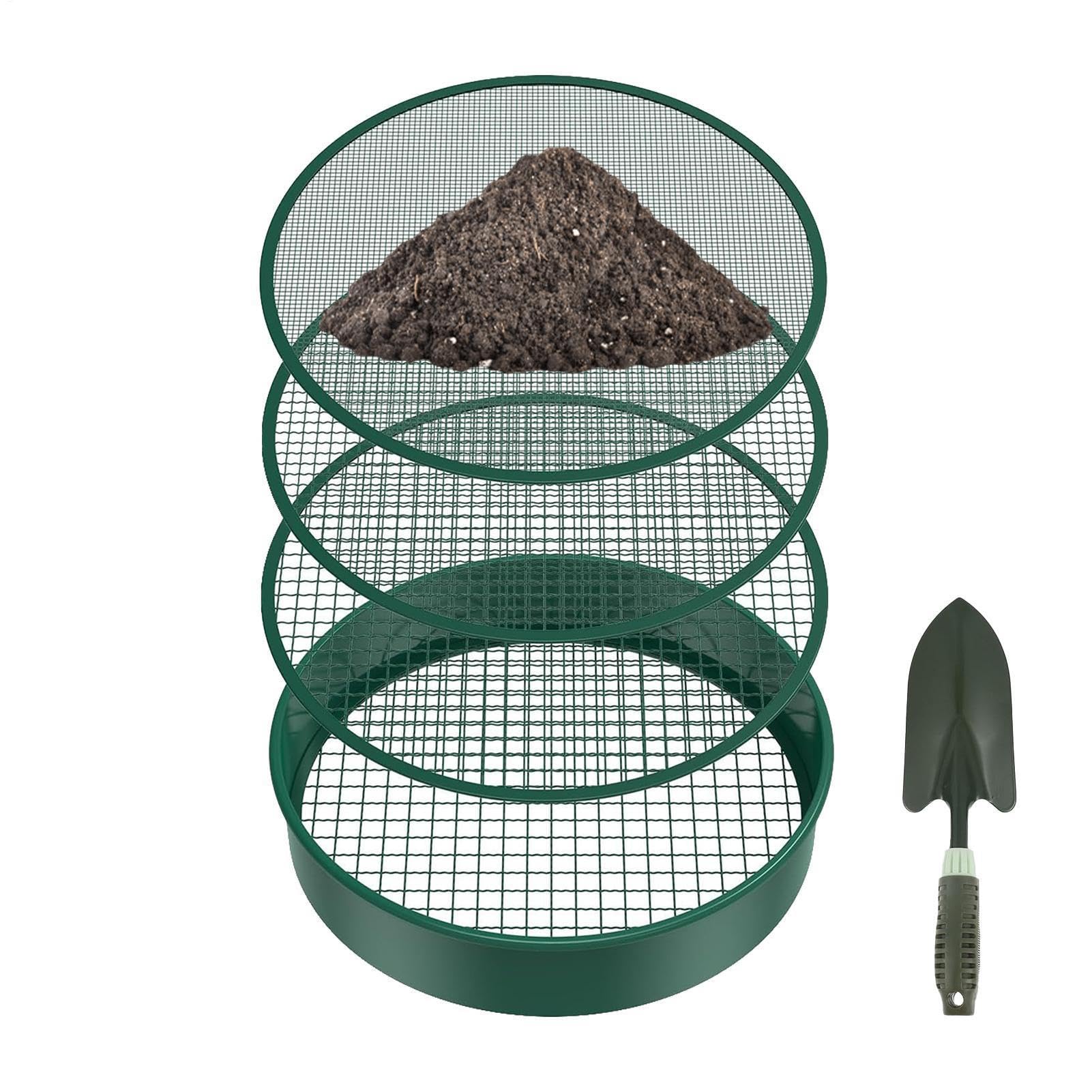 Juego de tamiz de jardín, tamiz de Suelo para jardinería Tamiz de Suelo de | Equipo de profesionales para principiantes con 4 malla de filtro y pala para tierras de cultivo, inv