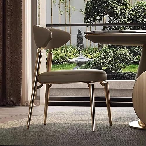 Miniatura 5 de Sillas de comedor, sillas de comedor modernas de cuero con patas de metal para cocina, sala de estar, Sillas para comedor(dorado)