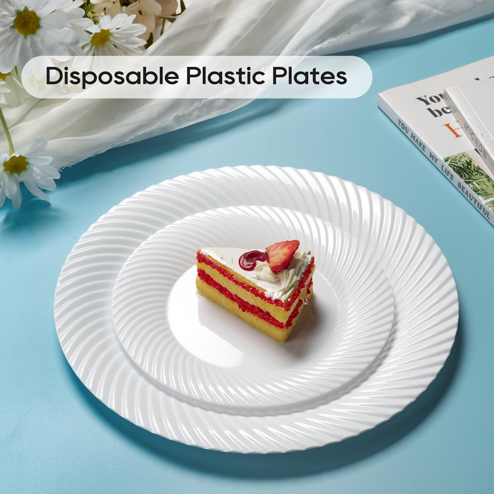 Disposable White Plates - 100 Count, 10 Inch -6