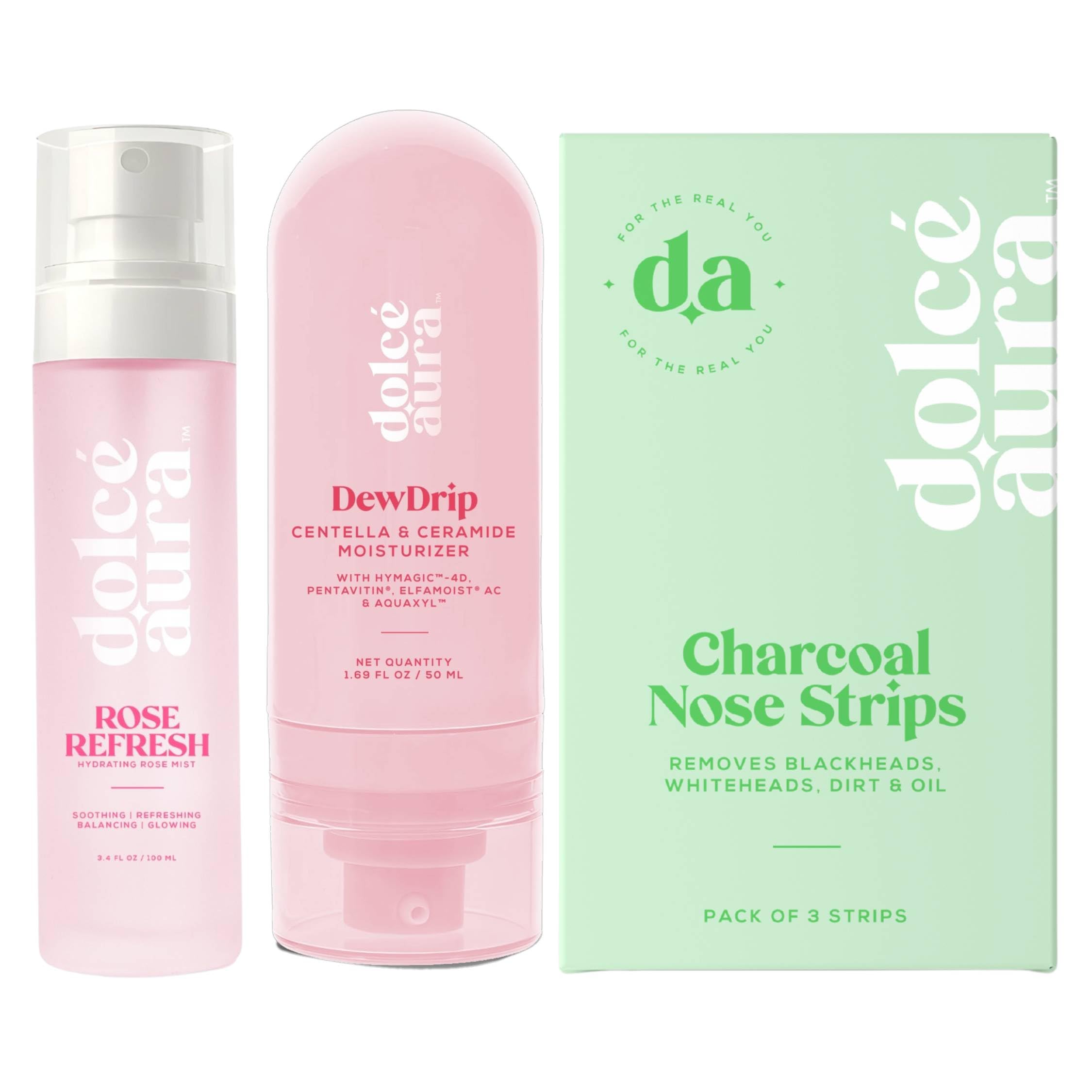 Dolce Aura Pore Care & Hydration Combo | Rose Water Mist(100ml) + Charcoal Nose Strips(3 strips) + Centella Ceramide Moisturiser(50ml) | Blackhead Removal + Hydration + Skin Repair-image-26