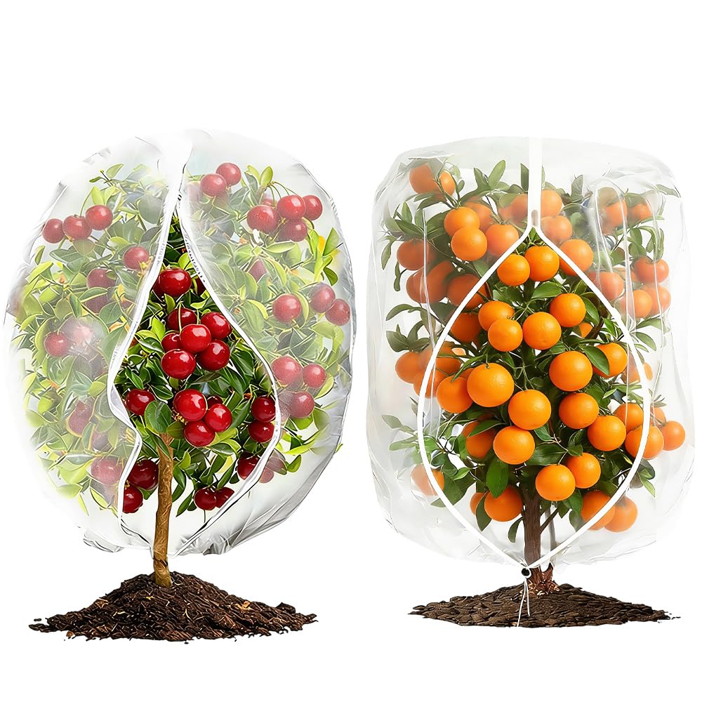 Agarte 2PCS 1x1.2m Large Fruit Tree Netting with Drawstring and Zipper, Fruit Tree Netting Bird Protection, Reusable Garden Netting for Fruit Trees, Protection from Anti Birds,Bugs,Cicadas