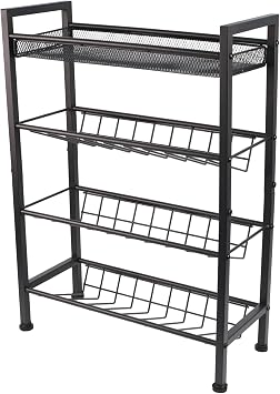 4-Tier Metal Shoe Rack, Holds 6 Pairs of Shoes