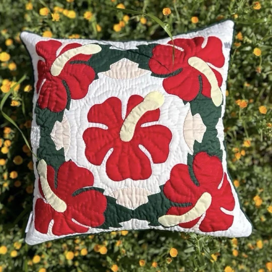 Amazon.co.jp: ＜正規品＞クッションカバー ハイビスカス 40×40 赤緑