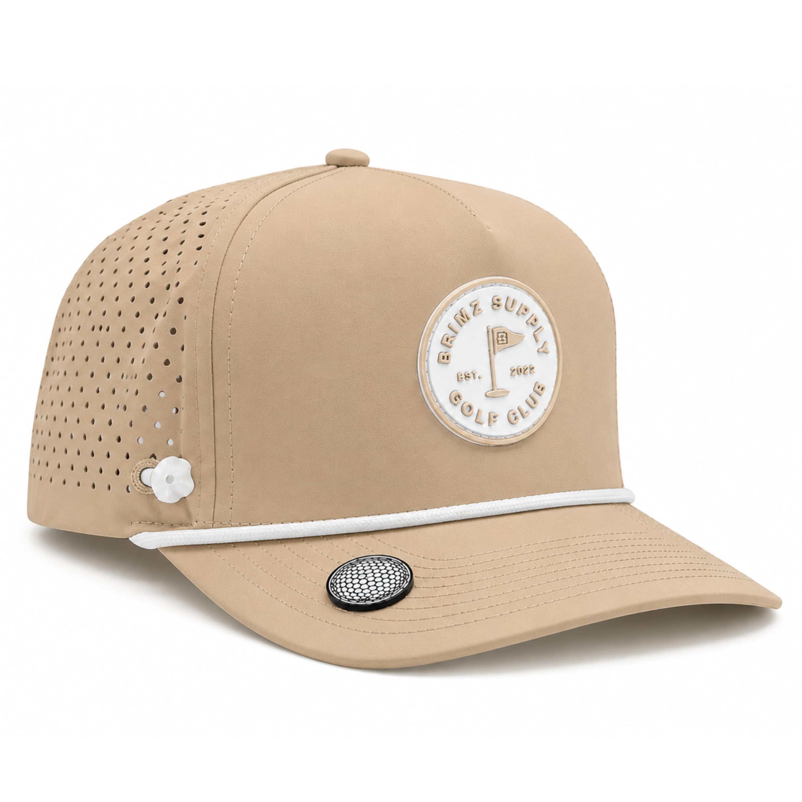BRIMZ Golf Performance Hat - Tee Holder &amp; Magnetic Brim - Breathable Sweat &amp; Water Resistant Golfing Snapback Cap