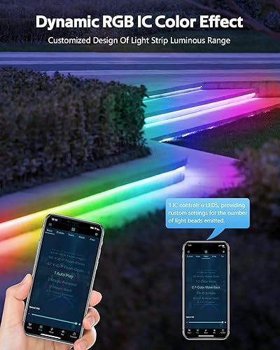 Miniatura 2 de Tira de luz LED inteligente de 100 pies, RGB IC, 1 rollo de 24 V, tira de luces LED direccionables para exteriores, impermeable, multicolor, luces