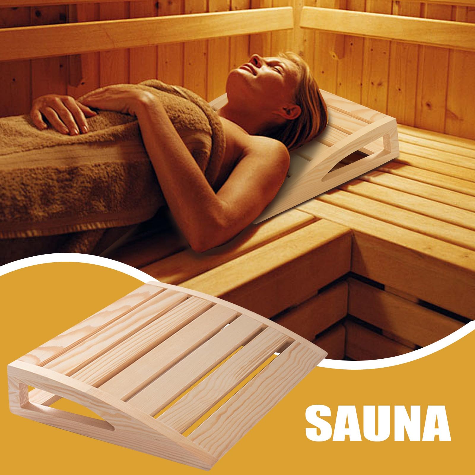 Reposacabezas de Madera para Sauna 38x31x7cm Transpirable A Prueba de Humedad Diseño Ergonómico