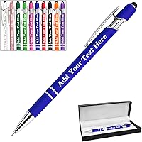 Vista 35 de Bolígrafos personalizados a granel grabados personalizados con punta de lápiz capacitivo, bolígrafos personalizados de tinta negra, regalos