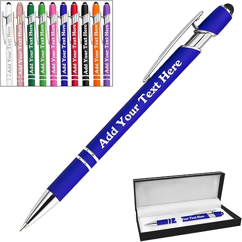 Bolígrafos personalizados a granel grabados personalizados con punta de lápiz capacitivo, bolígrafos personalizados de tinta negra, regalos para