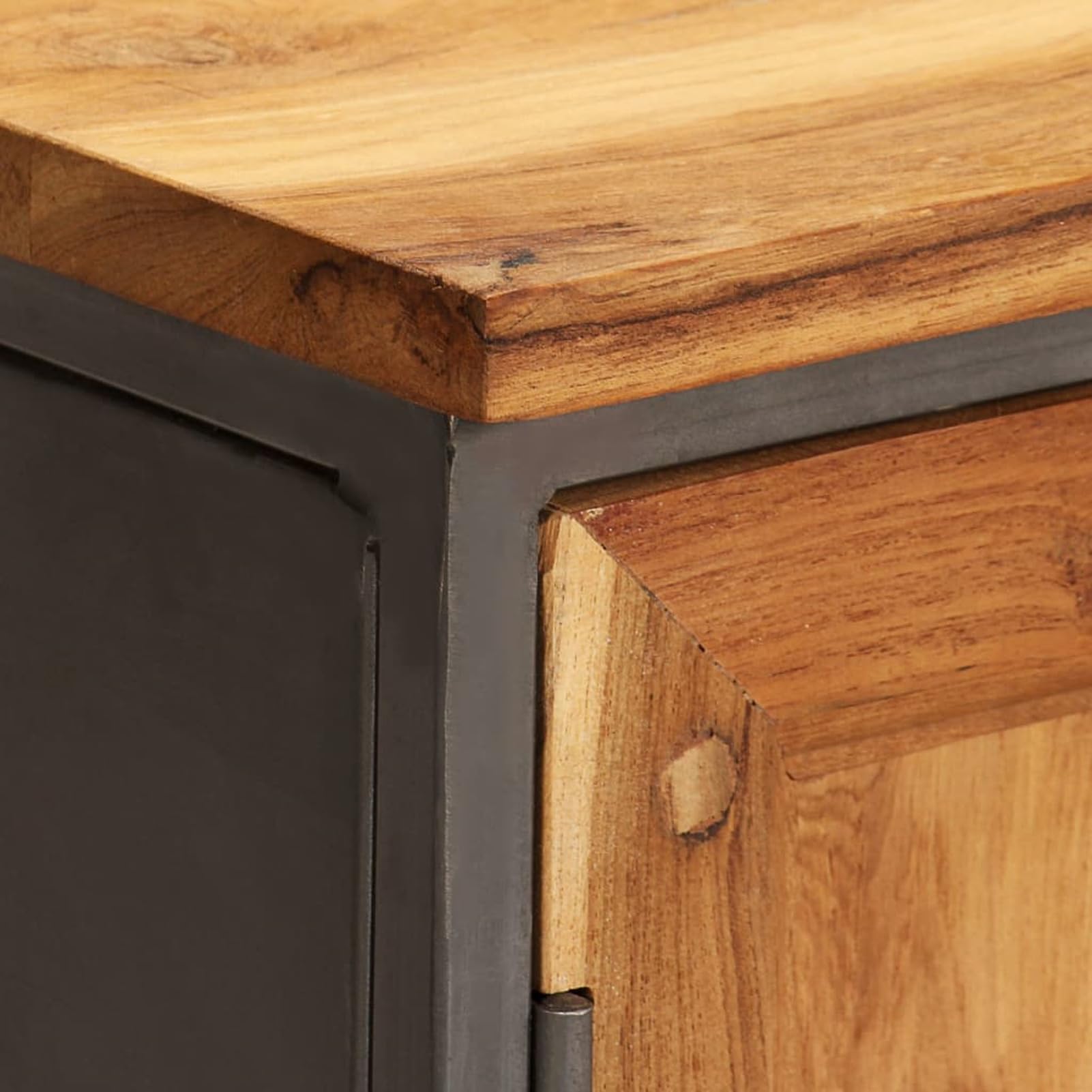 ShGaxin Bufet z drewna tekowego z recyklingu i stal 65 x 30 x 70 cm, szafka z szufladą, Cama Nido Con Cajones, komody biurowe158