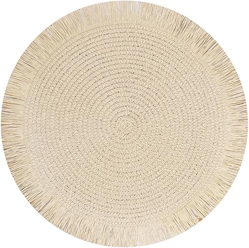 Juego de 6 manteles individuales redondos trenzados de 15 pulgadas, antideslizantes, resistentes al calor, lavables, para decoración de mesa de cena