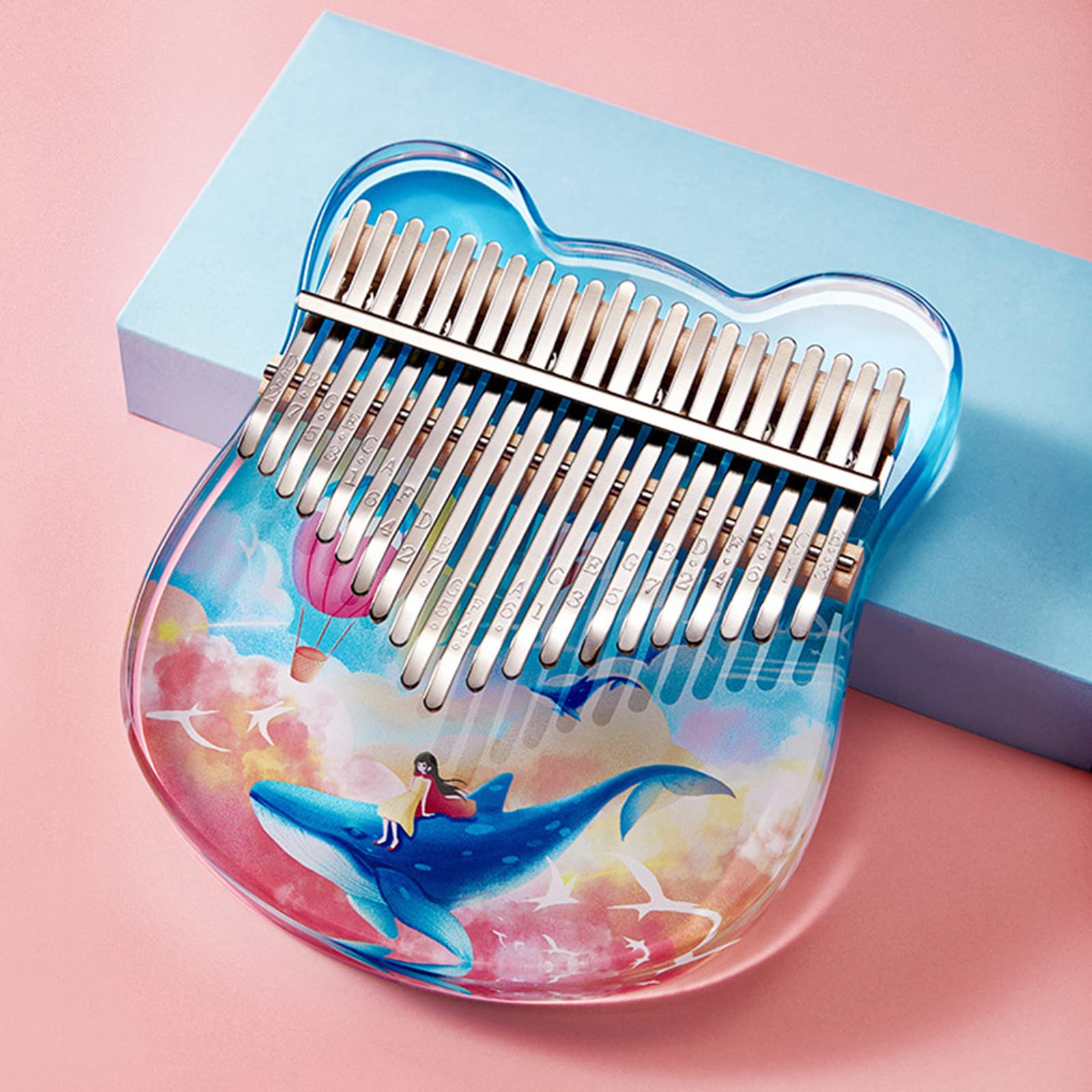 Musikinstrumente, Beruf Kalimba Daumenklavier mit 17/21 Tasten, Lernanleitung und Stimmhammer, Acryl-Fingerklavier für Kinder und Anfänger