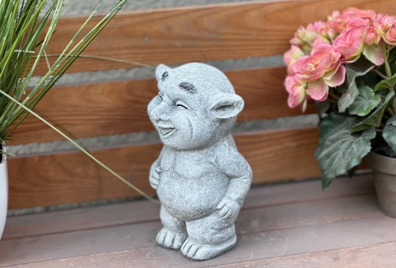 Troll-Nonna dita centrali statua da giardino in pietra fusa, 19