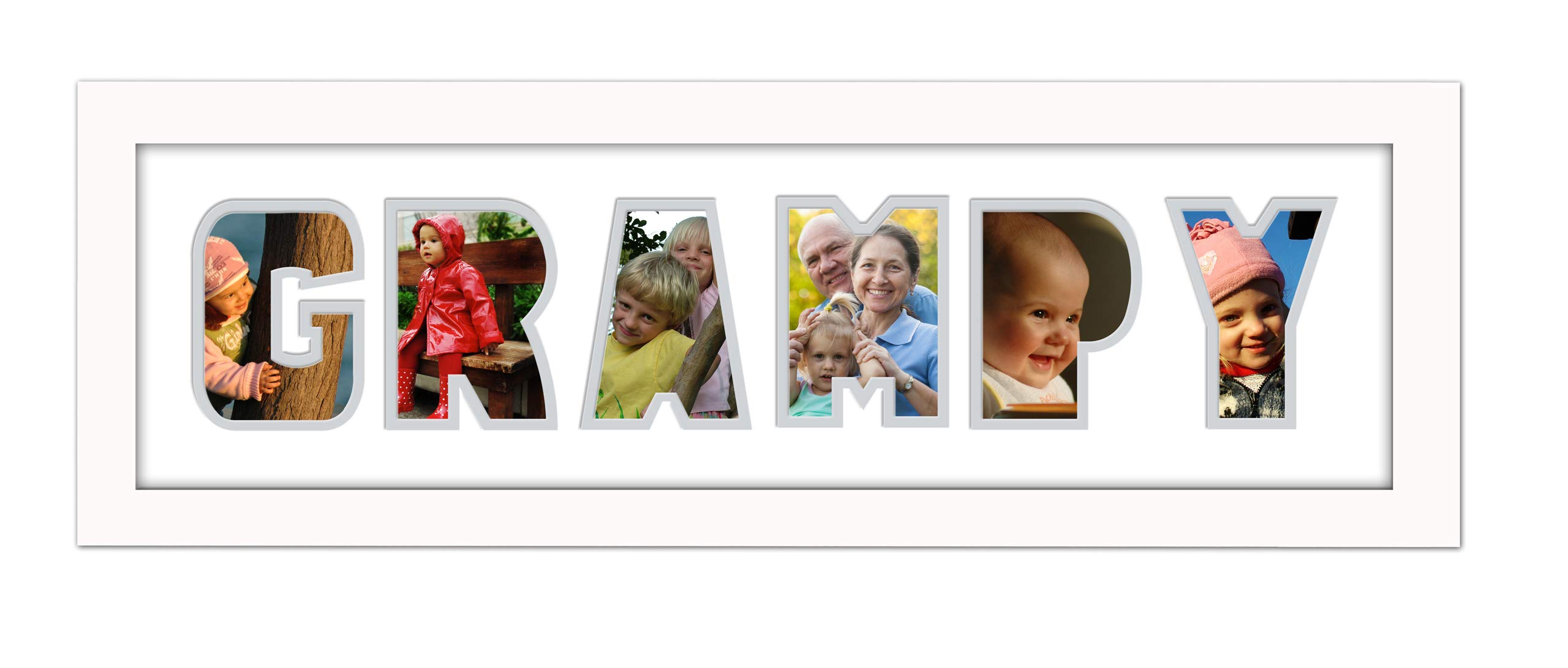 Photos In A Word White Finish Frame White Mount Grey Inside Grampy Photo Frame Word Photo Frame 1251-Cc (White Finish Frame White Mount Grey Inside)
