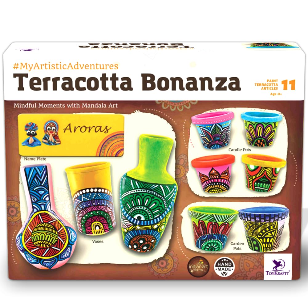 Toykraft: Kit de pintura de bricolaje | Bonanza de terracota | Actividad creativa | Arte y manualidades | Para niños de 7 años | Regalos para niñas y niños | Kit de arte y manualidades para niños |