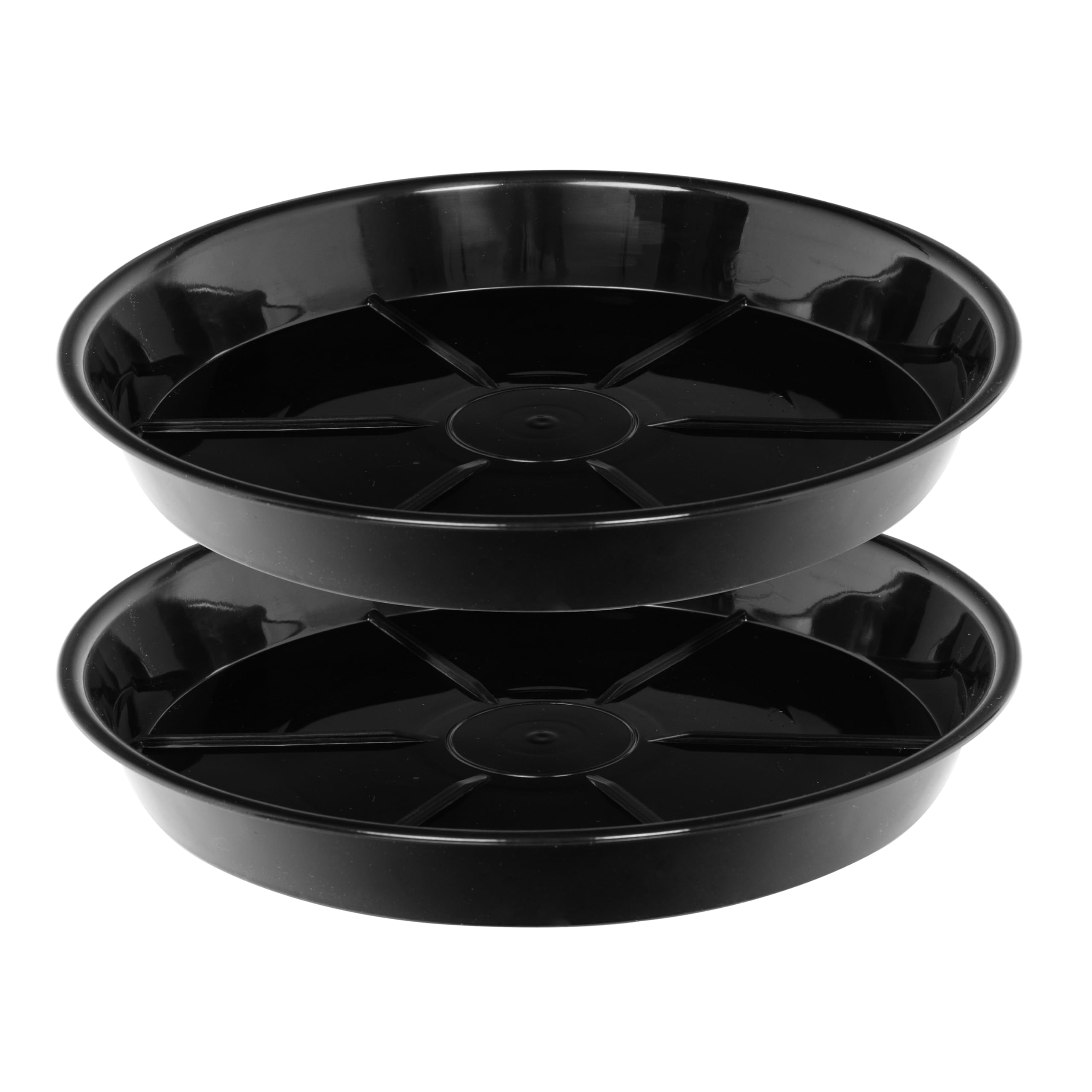 NIMYAU Large Plant Saucer 14 Inch 2 Pack, Plant Trays for Pots Heavy Duty Round Plastic Plant Saucers for Indoors Outdoors, Flower Pot Drip Trays, Clear Black Flower Plant Pot Saucer, Plant Pot Tray