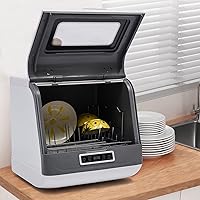 Vista 8 de Lavavajillas de mesa, lavavajillas compacto para encimera con 4 programas de lavado para apartamentos pequeños, dormitorios y caravanas, puerta