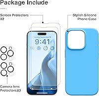 Vista 1462 de GONEZ Funda de silicona para iPhone 15 Pro Max, compatible con Magsafe, protector de cámara + protector de pantalla, forro de microfibra suave Negro