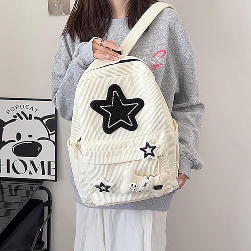 Miniatura 2 de Mochila moderna Y2K Stars Linda mochila estética para laptop universitaria, mochila casual de viaje para adolescentes (blanco)