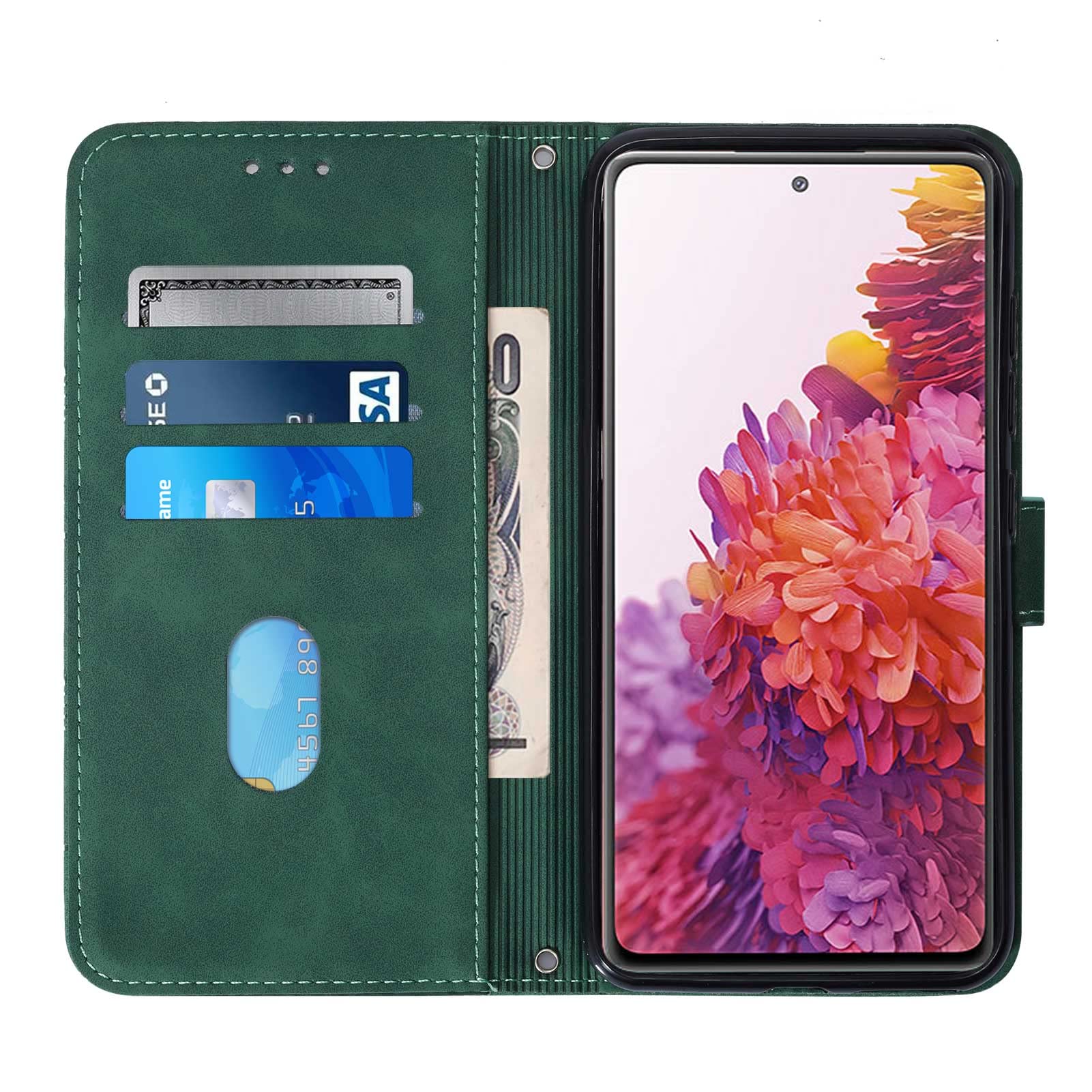 LEMAXELERS Custodia Galaxy A13 4G Cover Portafoglio,Galaxy A13 4G Custodia Pelle PU retr¡§¡ã Scozzese Carina 3D Wallet Shock-Absorption Magnetica Supporto Protettiva Flip Cover,YB SW Green