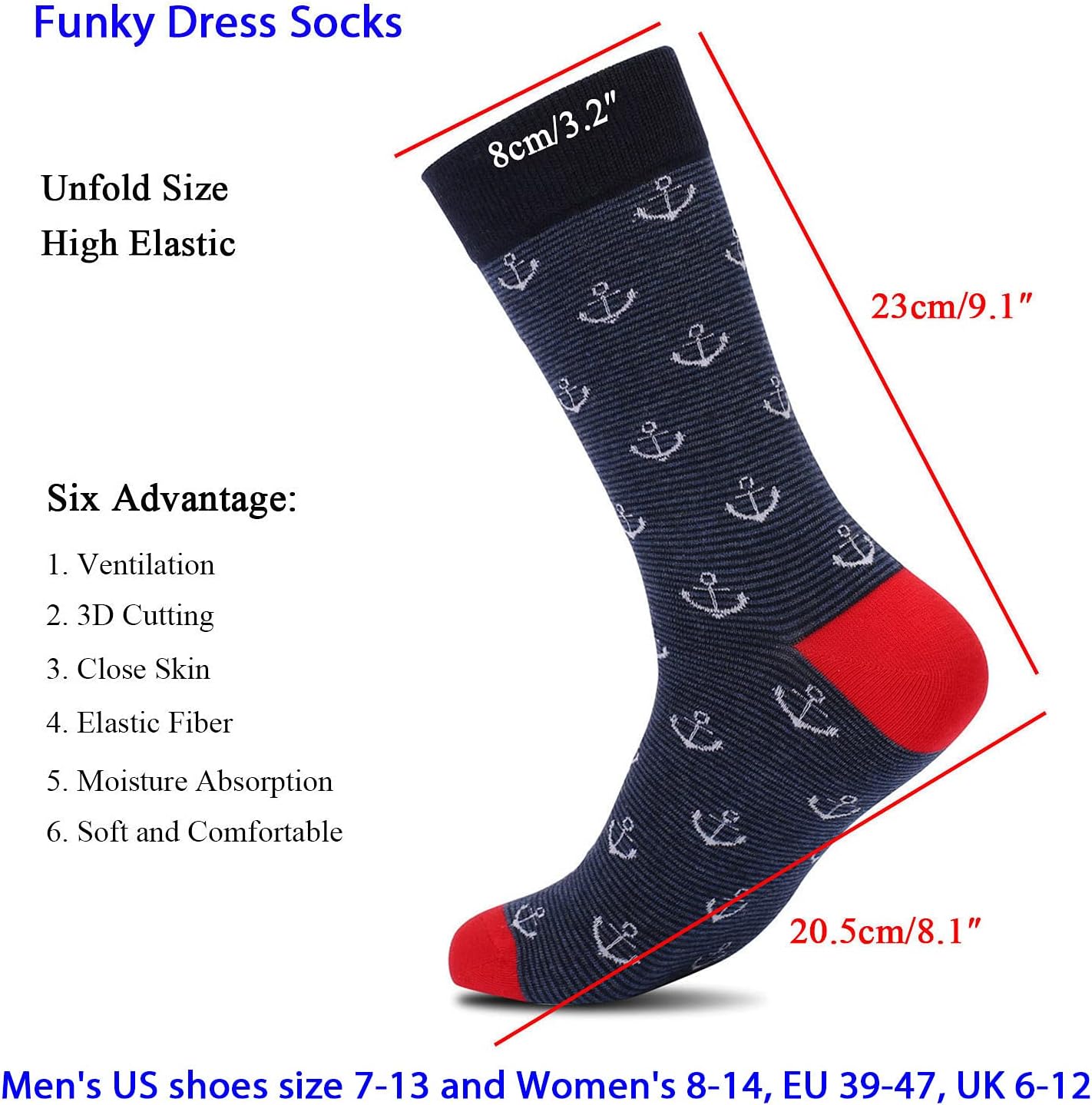 DRASEX Men's Dress Socks Funky Colorful Pattern Cotton Novelty Casual Crew Socks