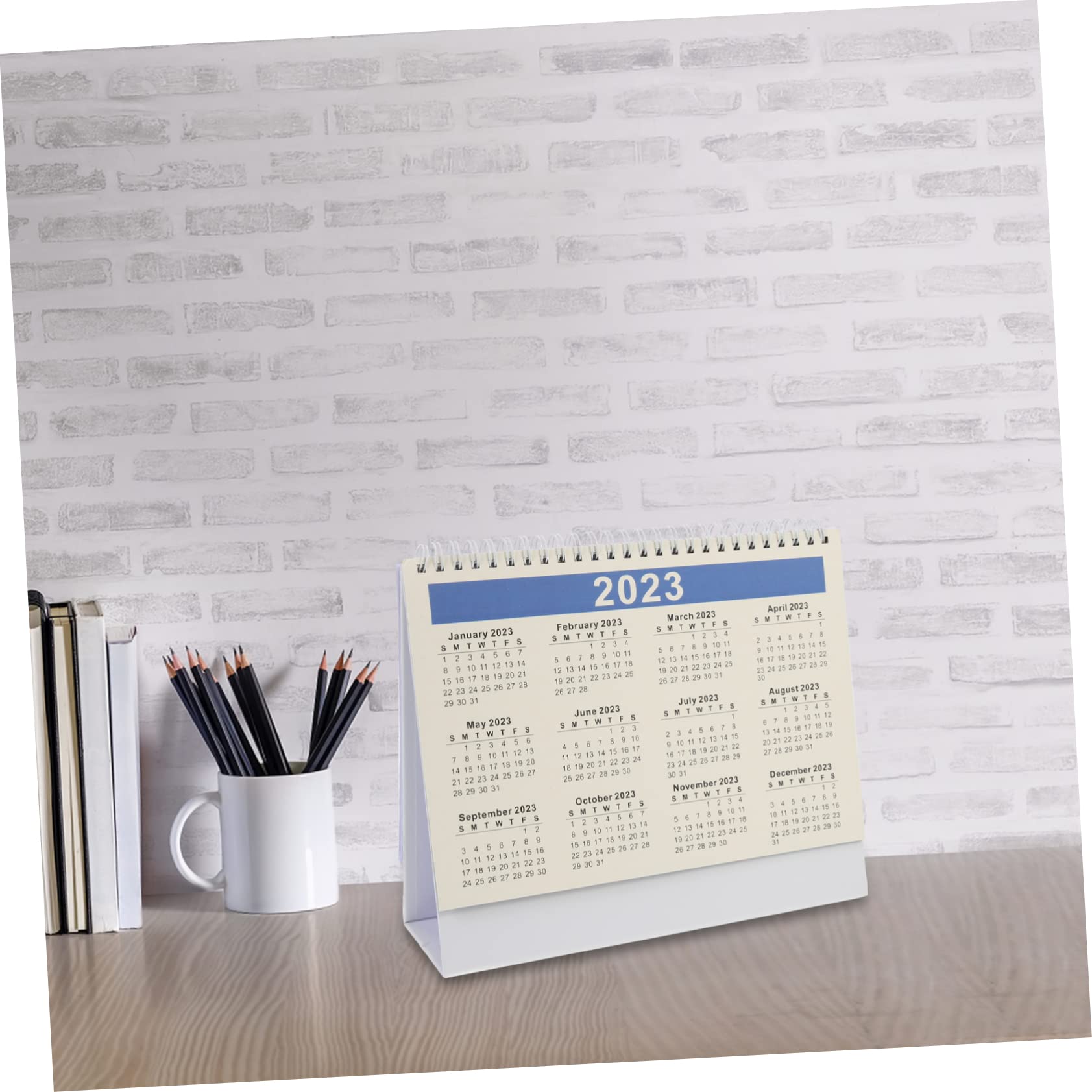5 Stück Kalender 2023 2023 Tag Tag Tag 2023 Tag zu Tag 2023 Tischkalender Tischkalender Groß Büro Schreibtisch Dekoration Spulenkalender Weißes Papier Tragbar Vereinigte Staaten Büro