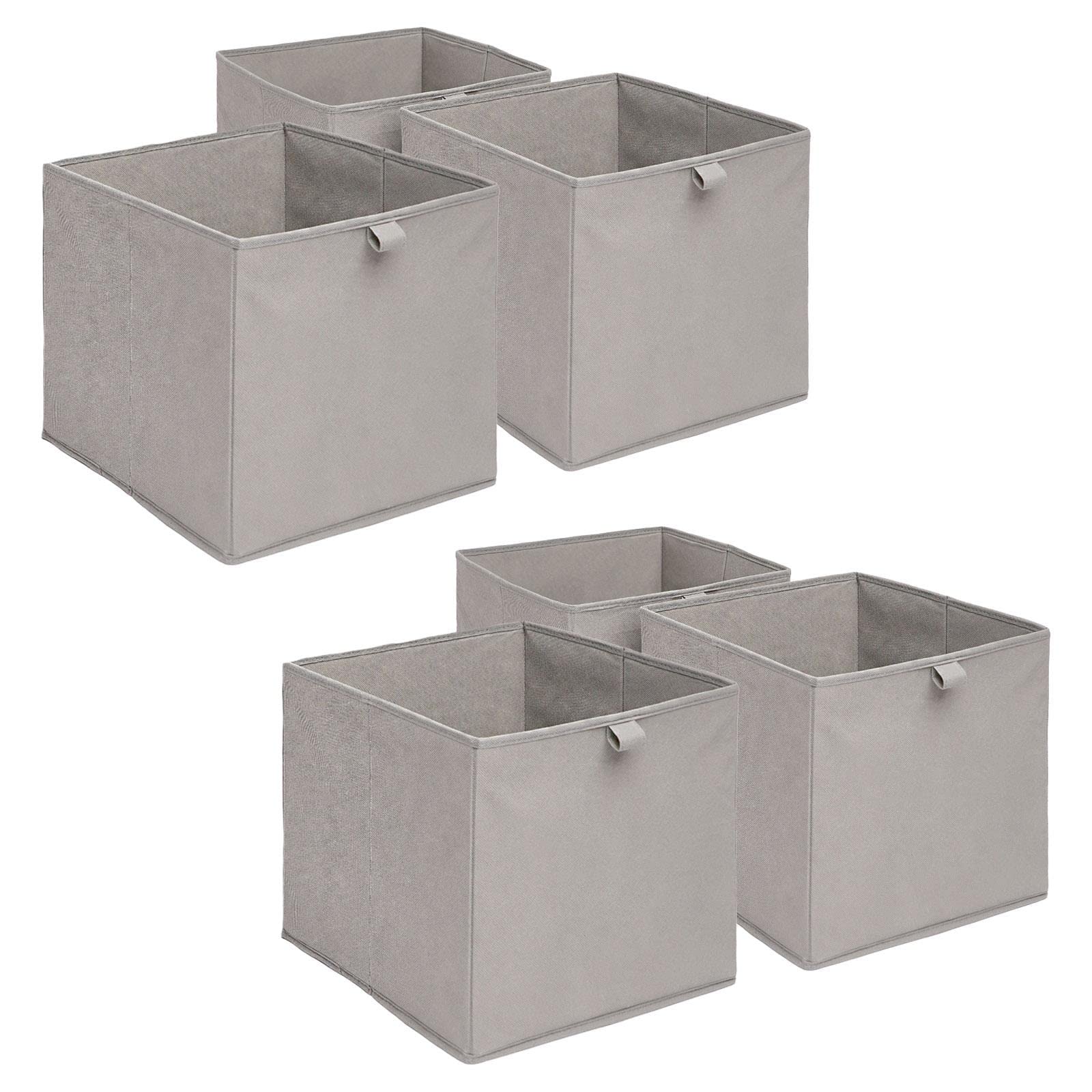 Ohs Charcoal Grey Pack Of 6 Fabric Storage Boxes Home Organiser Toys Clothing Bathroom Pop Up Collapsible Foldable Cube Box,