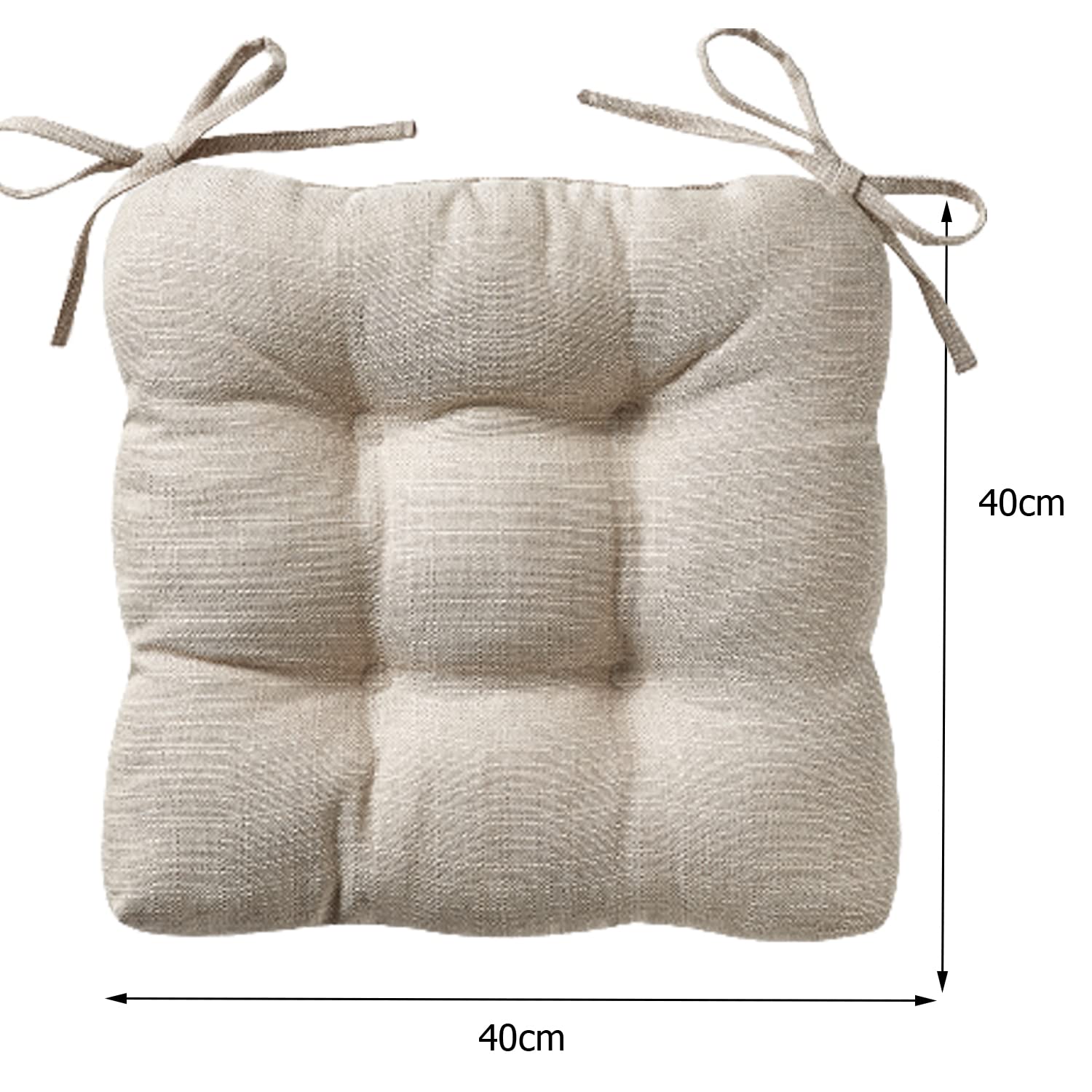 Cojines para Silla, Acolchados 40 x 40cm, Relleno de Fibra Hueca 5cm, Ideal para la Decoración de Cocina y Salón, Comedor y jardín. Fabricados en España (Pack 6, Beige)