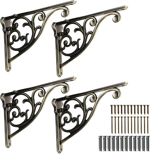 Miniatura 9 de Khtumeware Soportes decorativos ornamentados para estantes, 5 x 3.5 pulgadas, soporte de estantería pequeño montado en la pared, paquete de 2