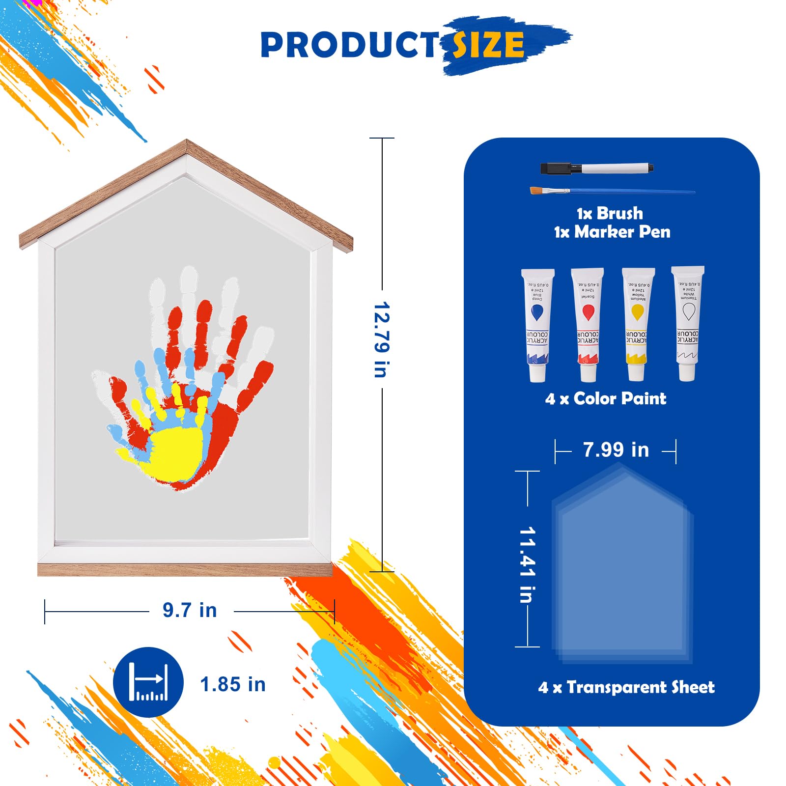 Kit exclusivo de huellas de manos familiares con forma de casa; Recuerdo único DIY, Set completo, Manualidades familiares y creación de recuerdos (Forma de casa)