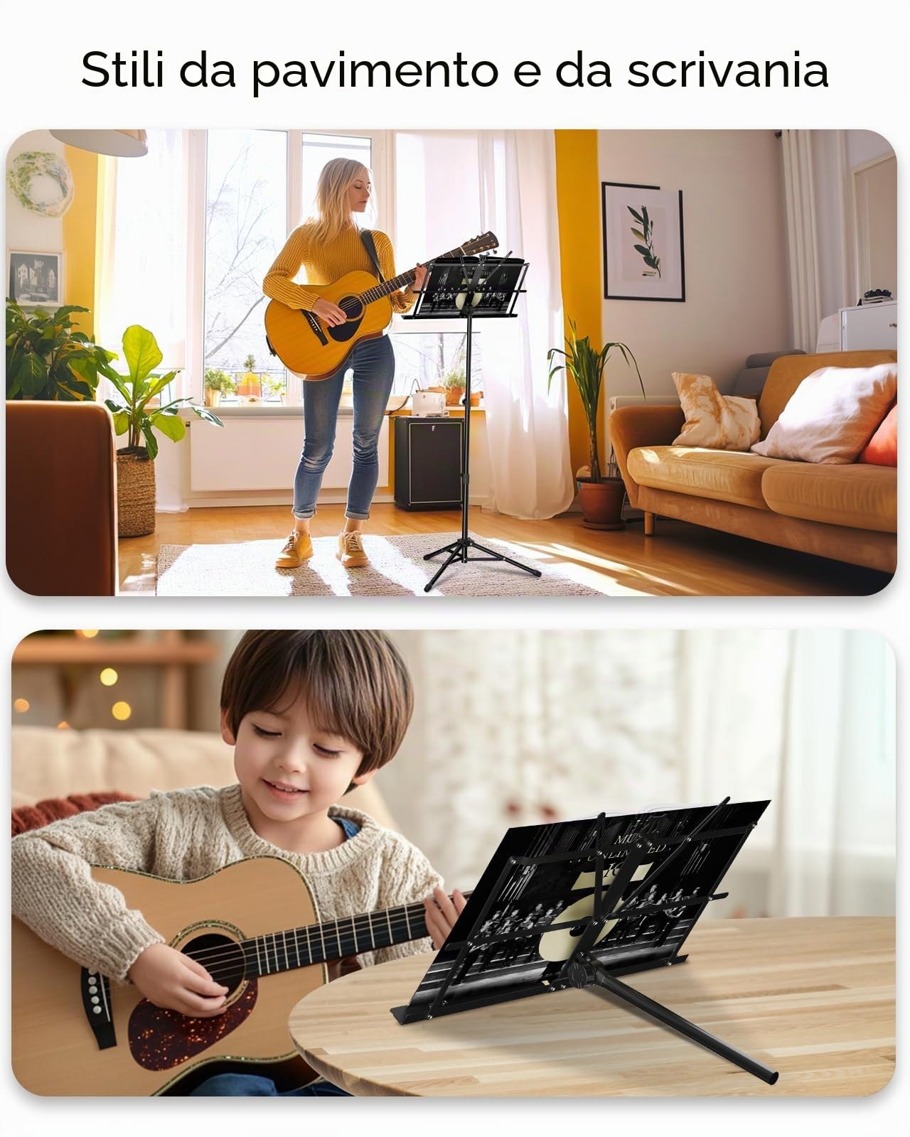K KASONIC Leggio, Kasonic 2 in 1 Leggio per spartiti pieghevole a doppio uso e supporto per libri da tavolo, portatile e leggero con supporto per clip per spartiti