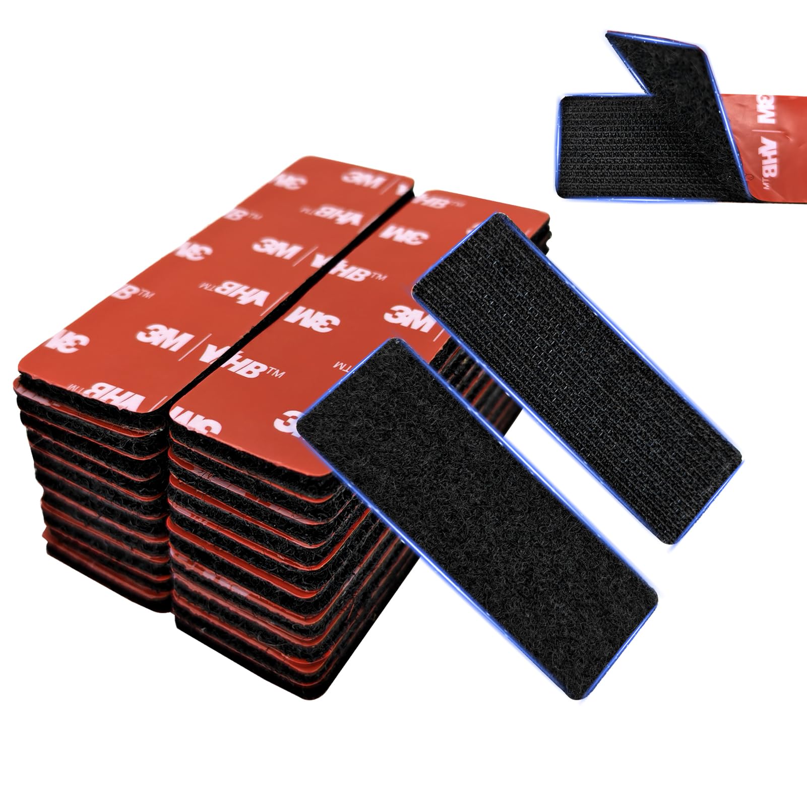 20 Sets Heavy Duty Adhesive Hook and Loop Strips, Made with 3M VHB, Waterproof & Heat-Resistant Tape for Strong Hold on Walls, Glass, Tile, Metal, Wood, Indoor/Outdoor Use(3.15"×1.18")
