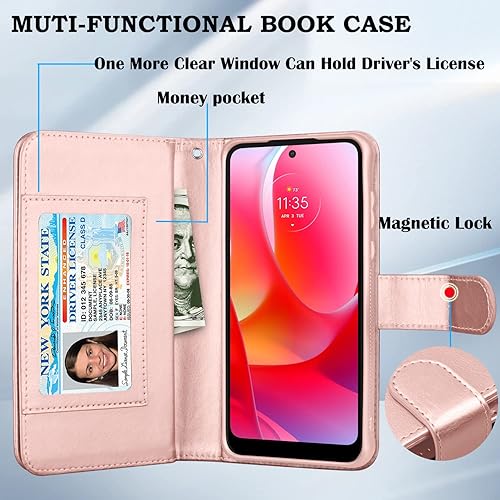 Miniatura 10 de Takfox Moto G Power 2022 - Funda tipo cartera para Motorola G Pure, de piel sintética con tarjetero de crédito, 9 ranuras para tarjetas, cierre